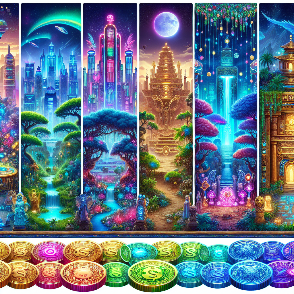 A visual representation of various game levels with different themes